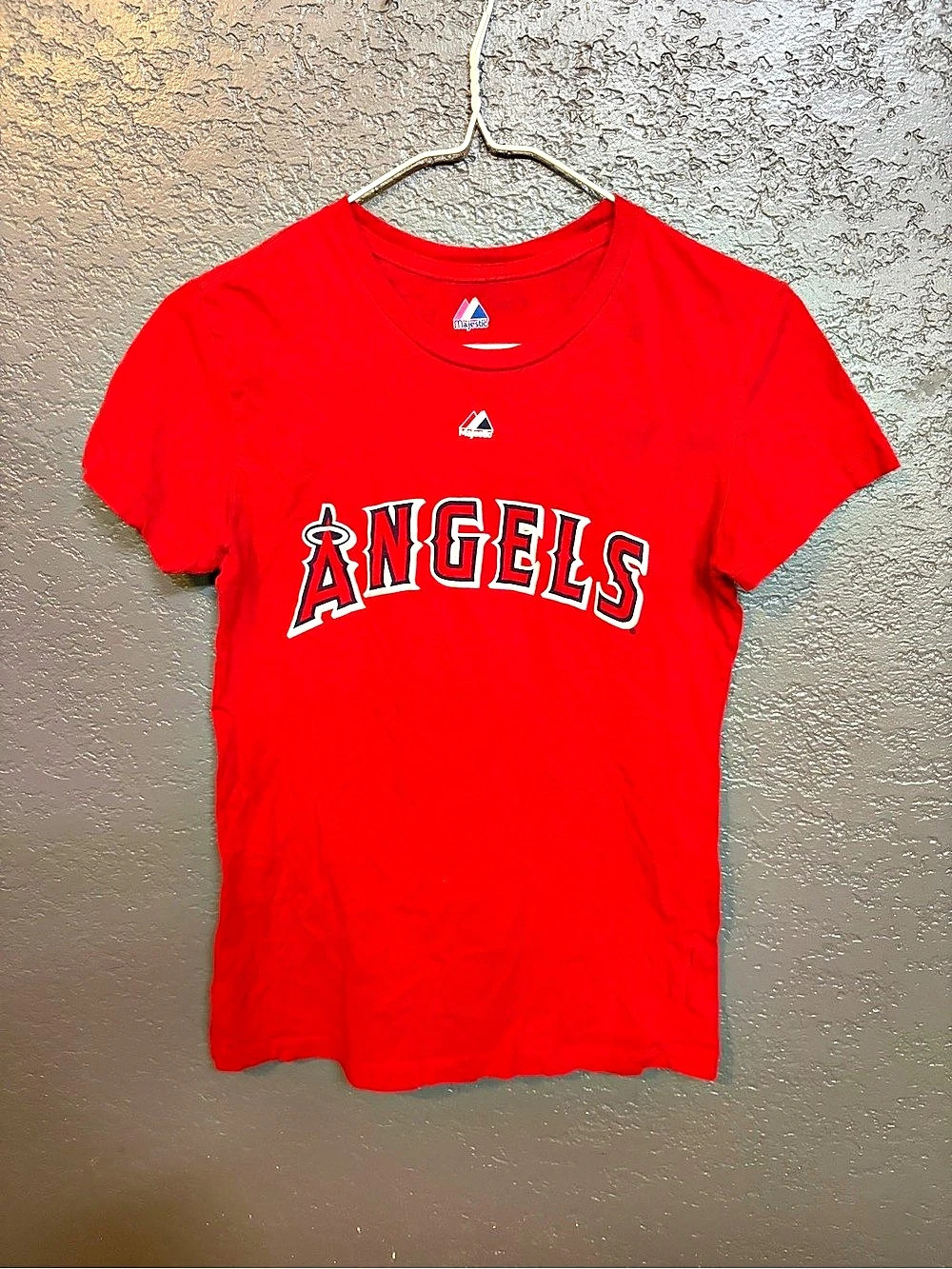 Majestic Los Angeles Angels Albert Pujols #5 Player T-Shirt Red Cotton Tee Small